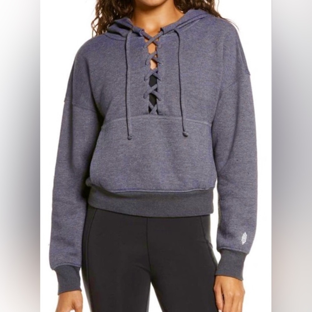 Free People Lace-Up Hoodie Sweatshirt NWT